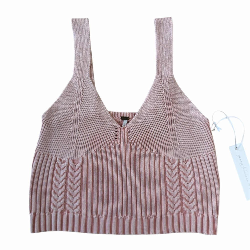 ✅ NWT Young Fabulous & Broke Blush Knit Crop Top size XS